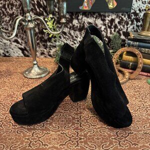 Black Suede Platform Antelope Sandals